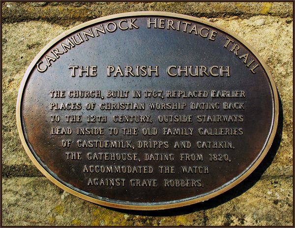 Carmunnock Church Heritage plaque