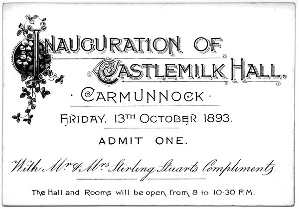 Inauguration of Castlemilk Hall Invitation