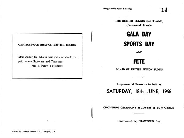 British Legion Gala Day Sports Day and Fete 1966