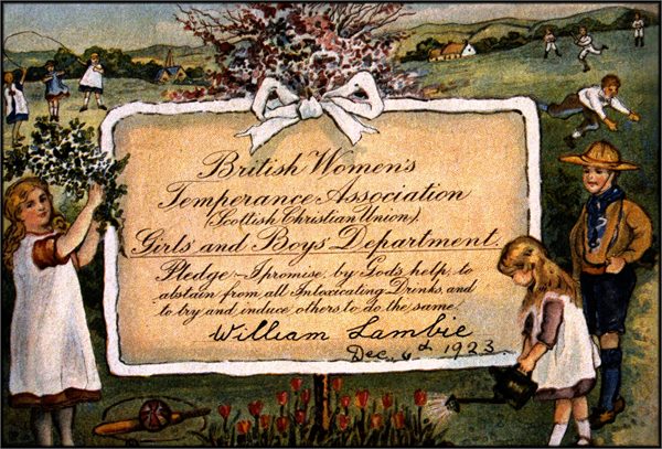 British Womens Temperance Association card