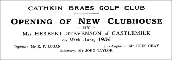 Opening of the New Club House Cathkin Braes
