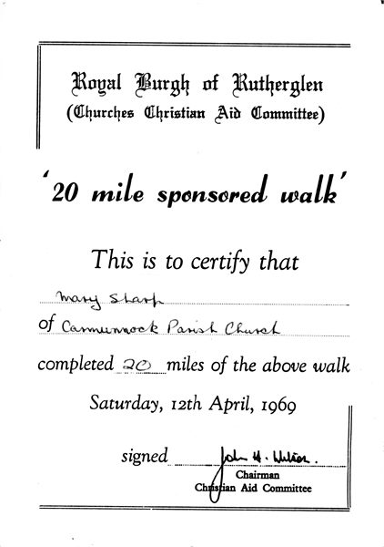 Mary Sharp Sponsored Walk 1969