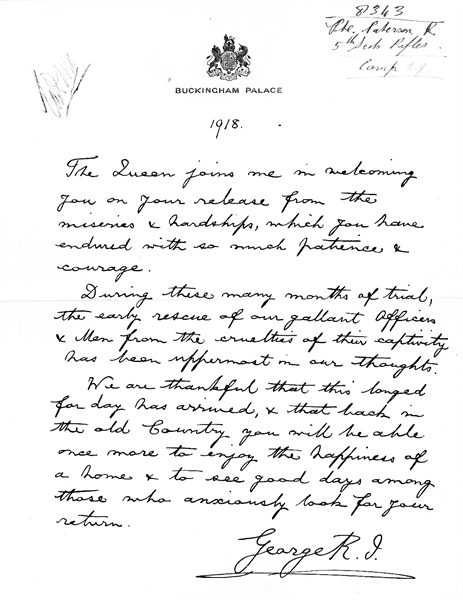 Kings Letter at end of WW1