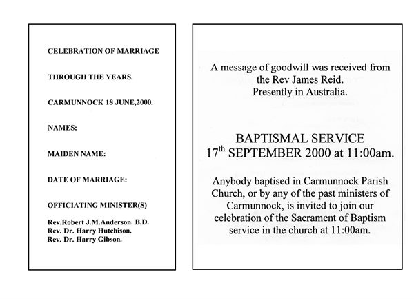 Carmunnock Church Celebration of Marriage