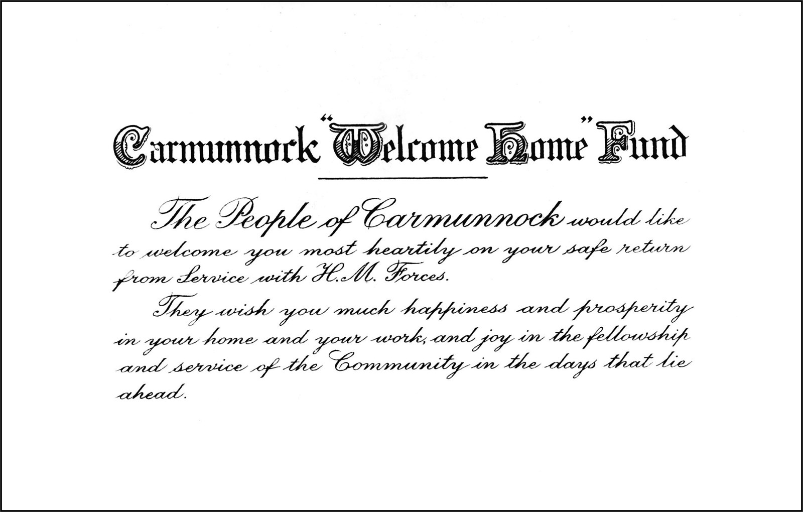Carmunnock Welcome Home Fund