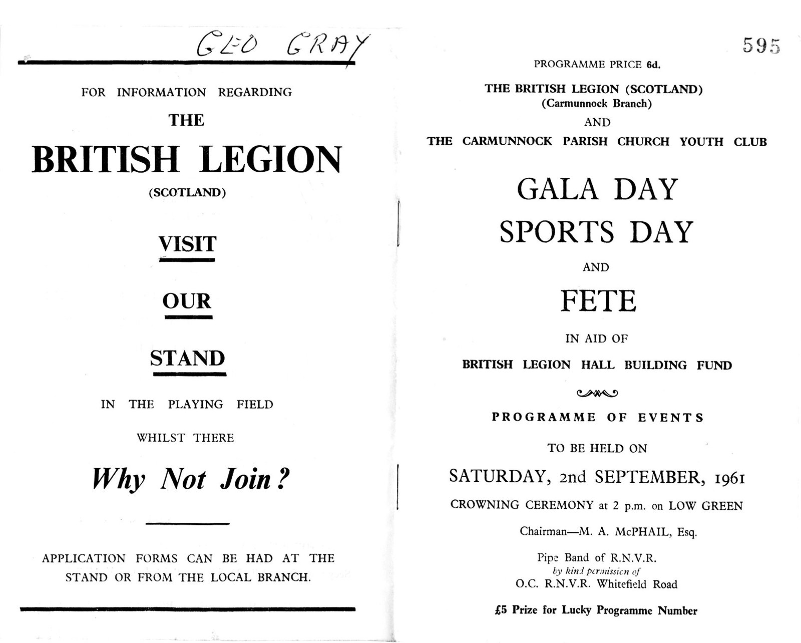 British Legion Gala Day Sports Day and Fete