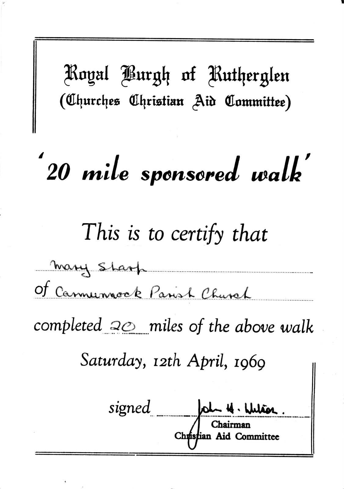 Mary Sharp Sponsored Walk 1969