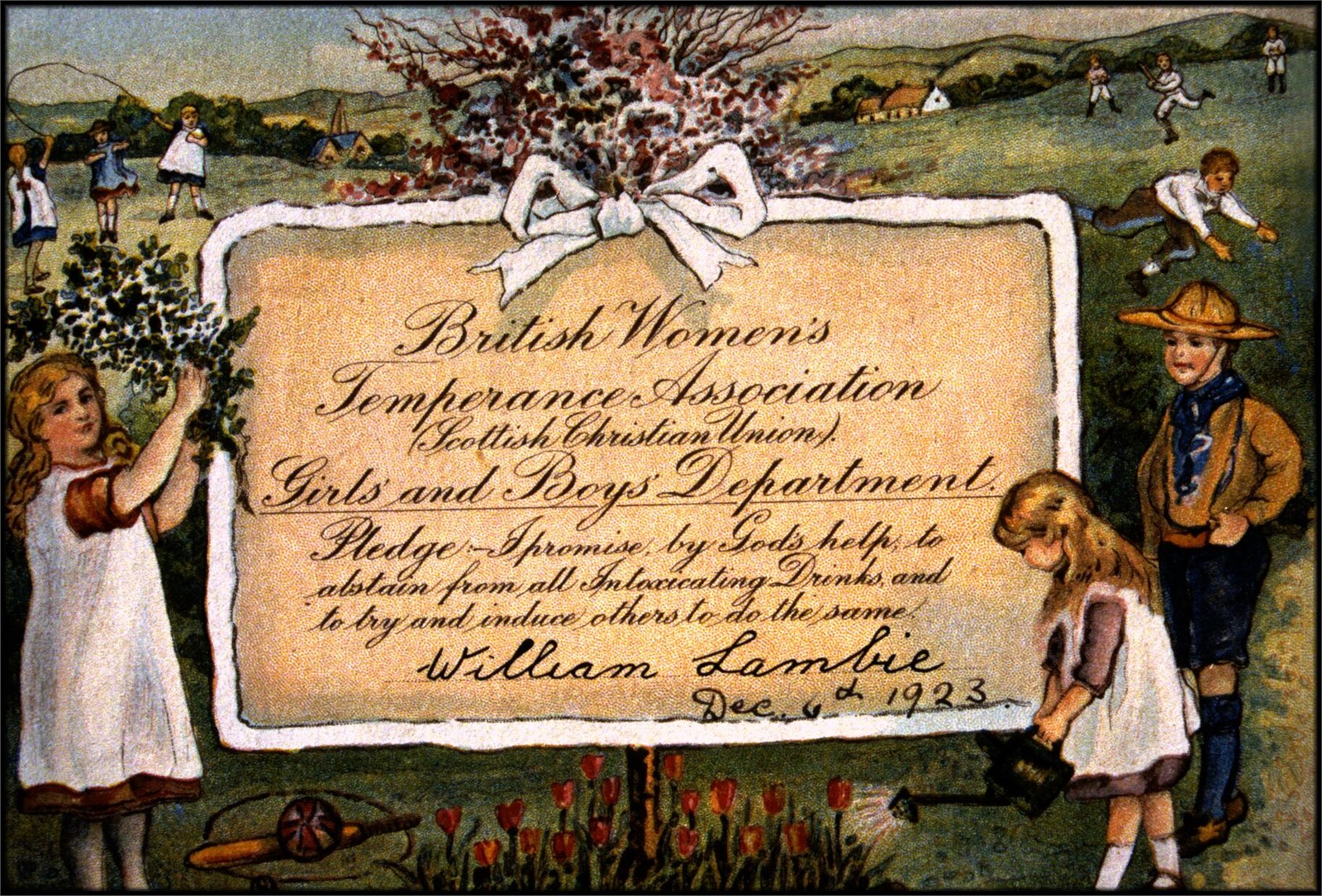 British Womens Temperance Association card