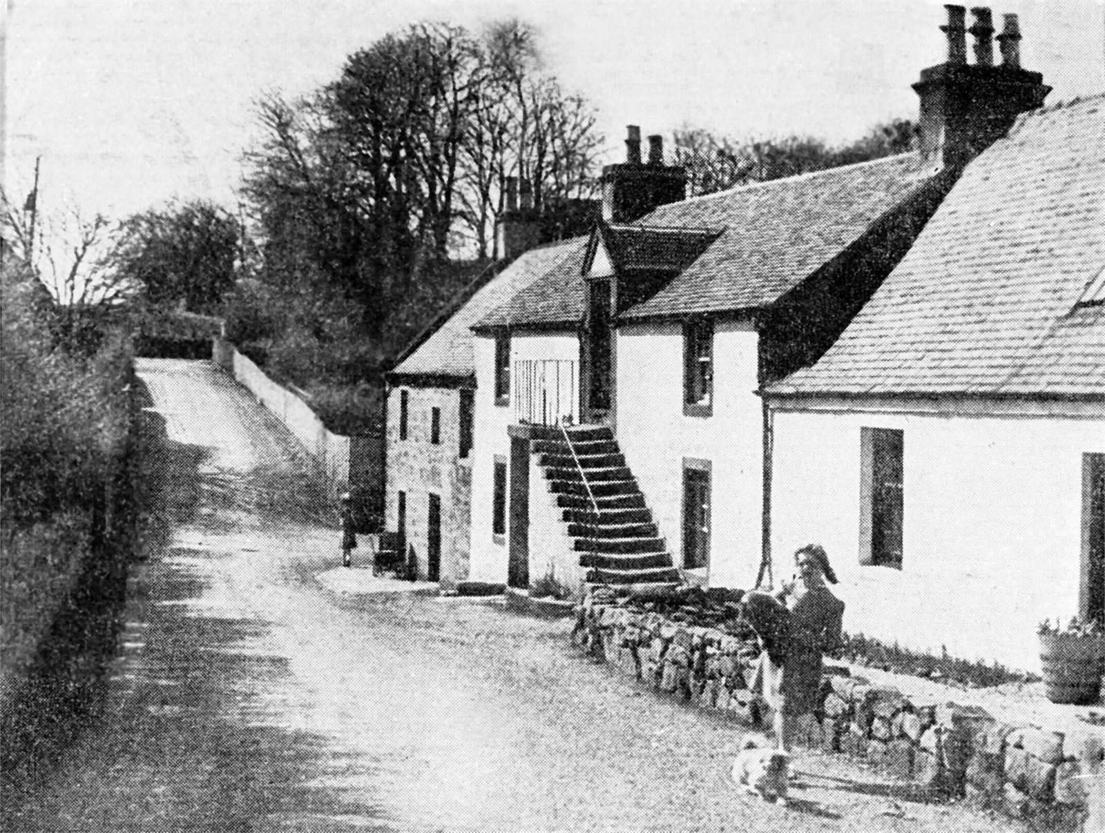 View down Kirk Rd. with Brae House on right